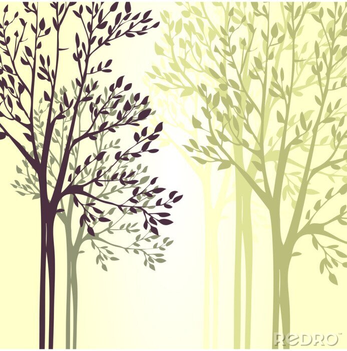 Fotobehang Bloeiende bomen grafisch