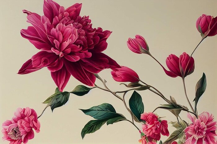 Fotobehang Bloeiende rode pioen