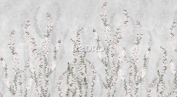 Fotobehang Bloemen op een grijze achtergrond in loftstijl