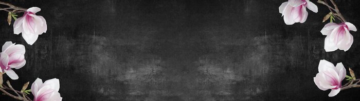 Fotobehang Bloemen op zwart beton