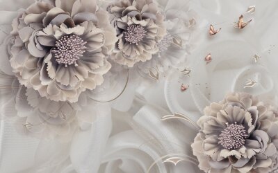 Fotobehang Bloemstuk en vlinders