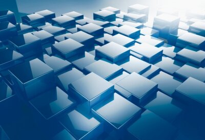 Fotobehang Blokken en licht in 3D