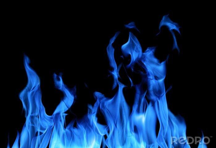 Fotobehang blue flame hot sparks isolated on black