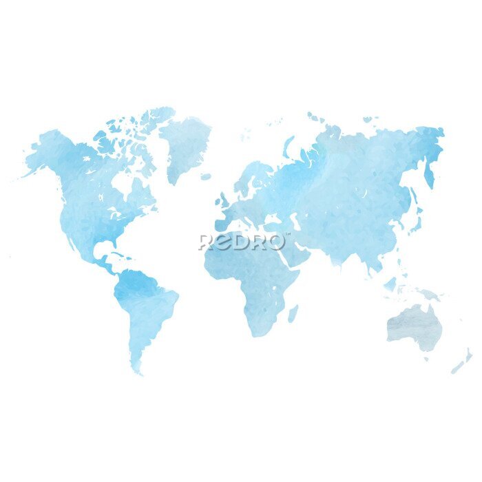 Fotobehang Blue watercolor map of World. Vector illustration