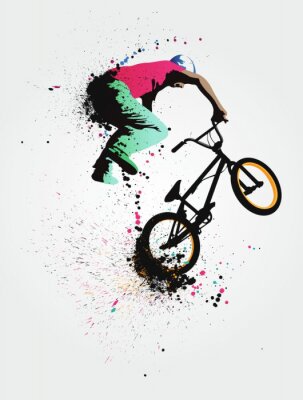 BMX-fiets en kleurrijke achtergrond
