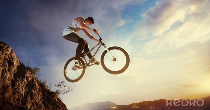Fotobehang BMX-fiets in de lucht