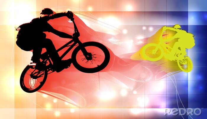 Fotobehang BMX-fiets op kleurrijke achtergrond