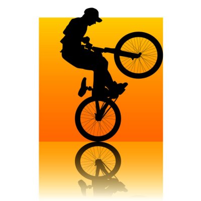 Fotobehang BMX-fiets op oranje achtergrond