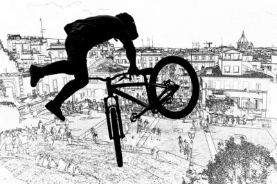 BMX-fietser en stadsarchitectuur