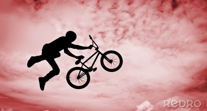 Fotobehang BMX-fietser in volle vlucht