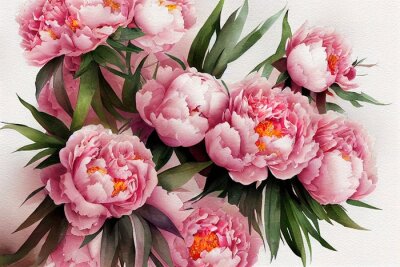 Fotobehang Boeket roze pioenrozen