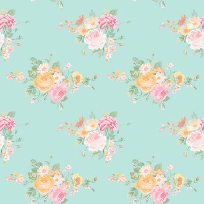 Boeketten van kleurrijke bloemen in shabby chic stijl