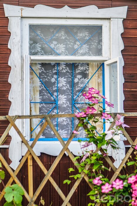Fotobehang boerderij venster