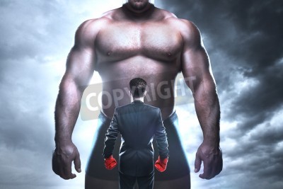 Fotobehang Bokser vs strongman