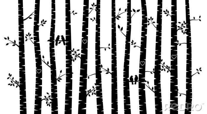 Fotobehang Bomen met vogels