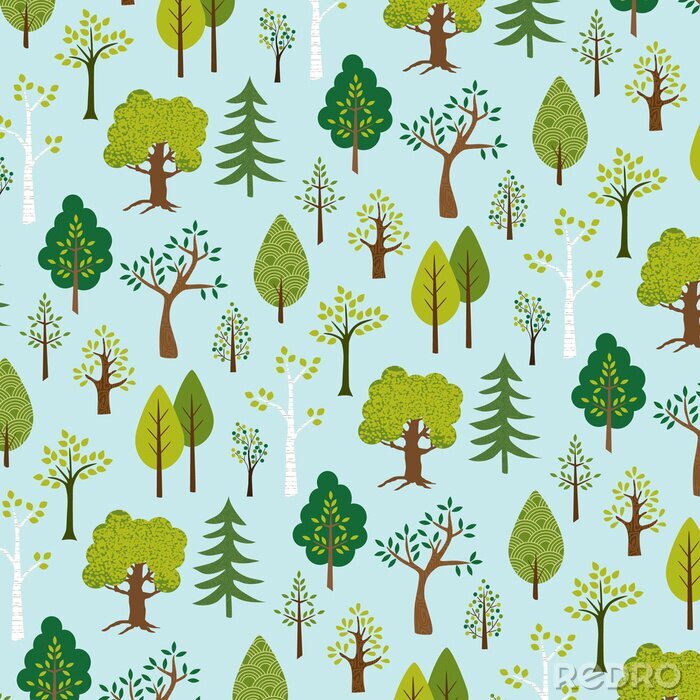 Fotobehang Boommotief op blauwe achtergrond