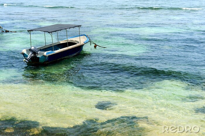 Fotobehang Boot in tropische zee