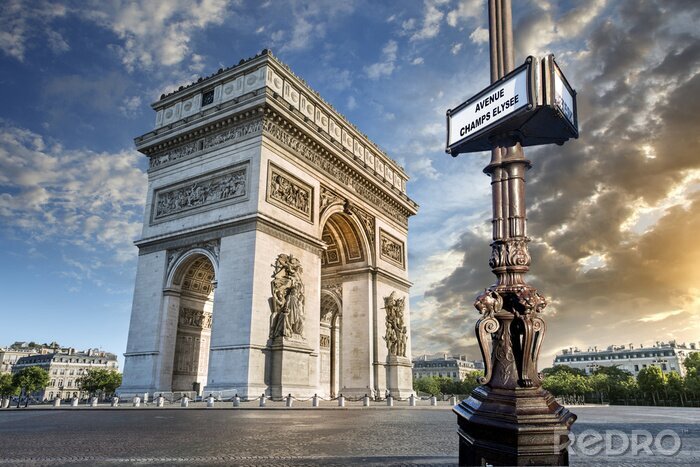 Fotobehang Borden en Arc de Triomphe in Parijs