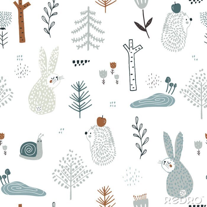 Fotobehang Bos dieren scandi