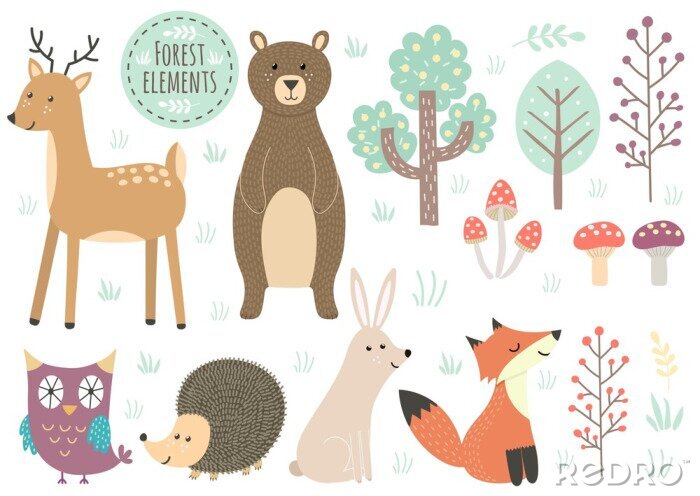 Fotobehang Bosdieren en plukjes gras