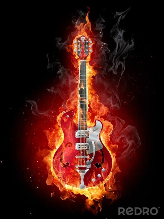 Fotobehang Brandende gitaar