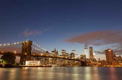 Fotobehang Brooklyn Bridge en lichten