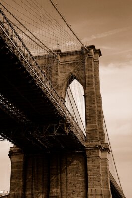 Fotobehang Brooklyn Bridge in bruine tinten