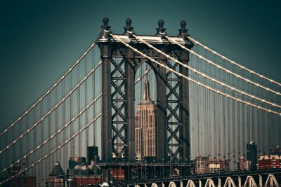 Fotobehang Brooklyn Bridge in donkere kleuren