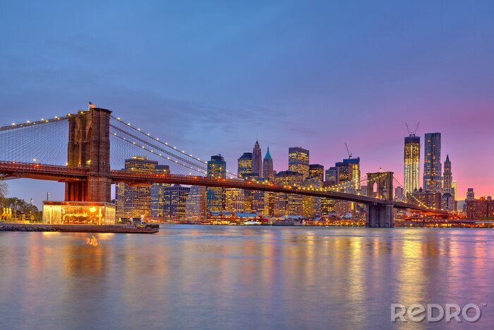 Fotobehang Brooklyn Bridge na zonsondergang