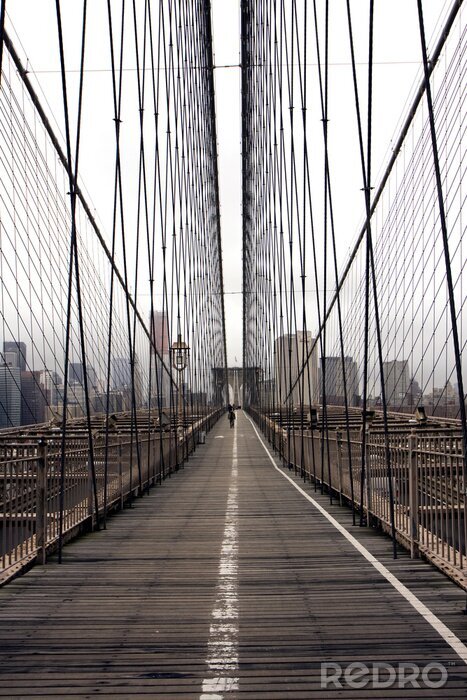 Fotobehang Brooklyn Bridge op de achtergrond van de stad