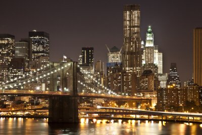 Fotobehang Brooklyn Bridge over de Straat
