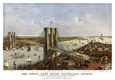 Fotobehang Brooklyn Bridge uit het verleden