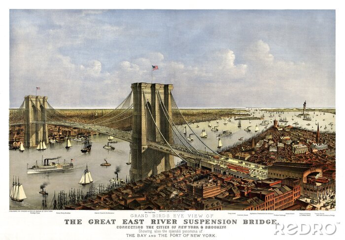 Fotobehang Brooklyn Bridge uit het verleden