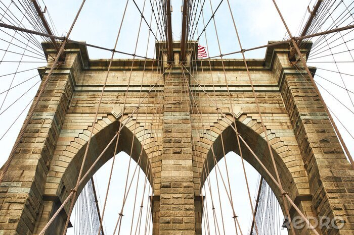 Fotobehang Brooklyn Bridge van dichtbij