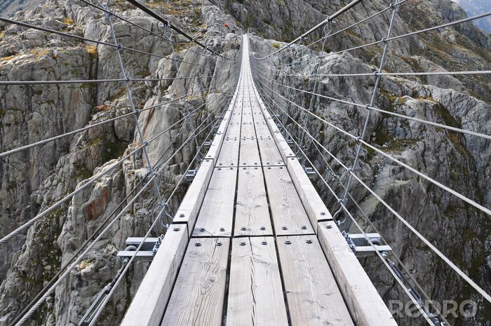Fotobehang Brug in de bergen in 3D