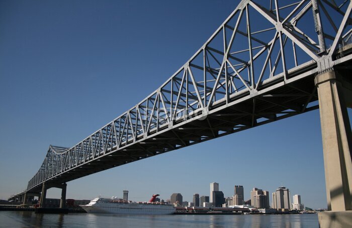 Fotobehang brug met de skyline van New Orleans