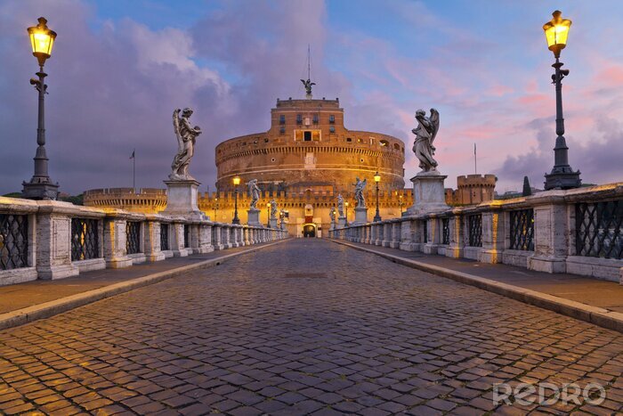 Fotobehang Brug naar het kasteel in Rome