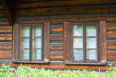 Fotobehang bruine houten huis