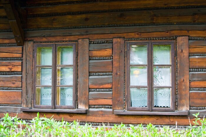 Fotobehang bruine houten huis