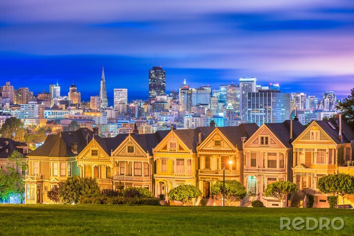 Fotobehang Buitenwijken van San Francisco op de skyline van de stad