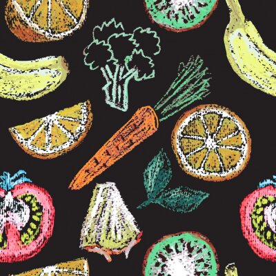Fotobehang Cartoon groenten en fruit