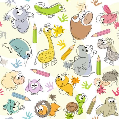 Fotobehang Cartoon kleurrijke dieren
