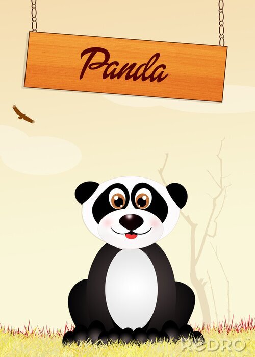 Fotobehang Cartoon panda met onderschrift