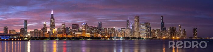Fotobehang Chicago downtown buildings skyline panorama