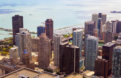 Fotobehang Chicago en water op de skyline