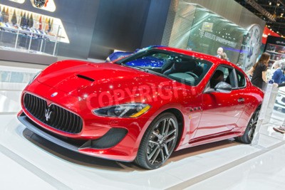 Fotobehang Chicago - February 13: A Maserati Granturismo on display February 13th, 2015 at the 2015 Chicago Auto Show in Chicago, Illinois.
