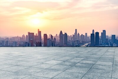 China met skyline van de stad