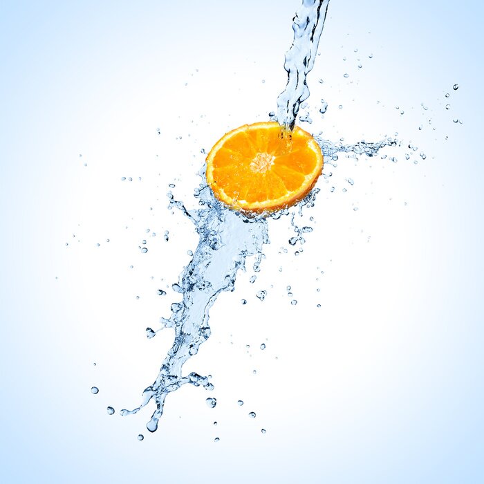 Fotobehang Citroenen onder een straal water