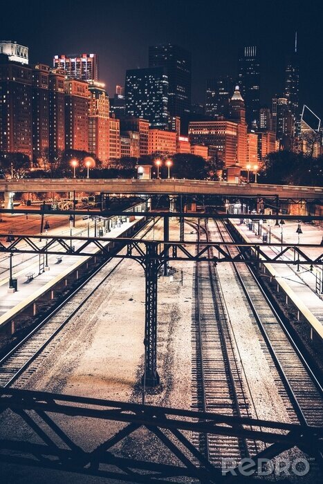Fotobehang City of Chicago at Night