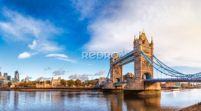 Fotobehang Cityscape van Londen panorama met de Torenbrug van Riviertheems en Toren van Londen in het ochtendlicht